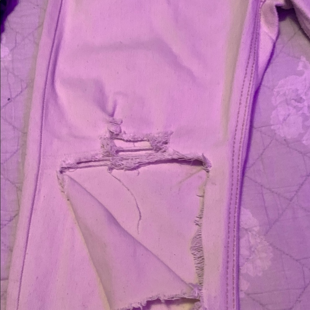 High Rise Pink Distressed Jeans - Picture 2 of 5